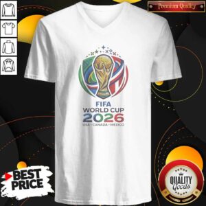 Original FIFA World Cup 2026 USA Canada Mexico V Neck Shirt v neck optimized on a comfortable cotton fabric