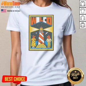 Original Wilco In Portland Maine On June 21 2026 Tour Poster Ladies Shirt shown on a soft cotton ladies tee in white