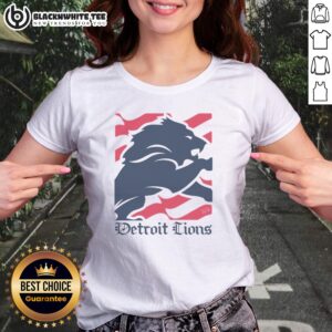 Awesome Detroit Lions American Heritage Wordmark Ladies Shirt featuring a vibrant team logo and soft fabric.
