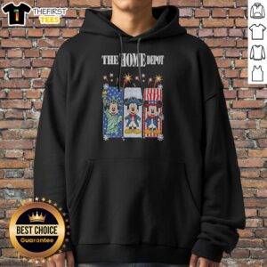 Funny The Home Depot Mickey Mouse Statue Of Liberty Uncle Sam Patriotic Hoodie in black, front view with graphic print