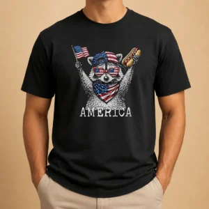 Nice America Raccoon Hot Dog 4th Of July Patriotic USA Animal 2026
