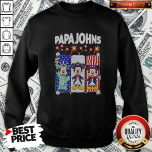 Hot Papa Johns Mickey Mouse And Friends USA Patriotic sweatshirt optimized featuring a cozy crewneck design with vibrant USA-themed graphics