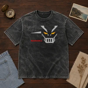 Awesome Mazinger Z Robot Face Logo Washed T-Shirt