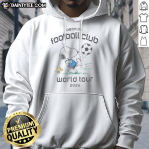 Hot Peanuts Football Club One Stage One World One Goooal World Tour Hoodie featuring vibrant graphics.