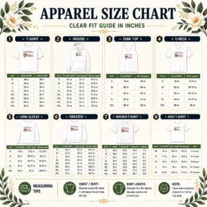 Size chart for Awesome The Malpass Brothers Country Music with measurements in inches and cm