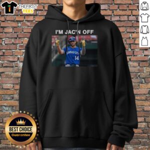Top Jac Caglianone I'M Jac'N Off Hoodie displayed on a neutral background, showcasing its vibrant design.