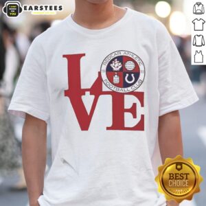 Pretty Redcar Athletic Football Club Love Logo Emblem Football Sport Fan Soccer Club shirt displayed on a hanger