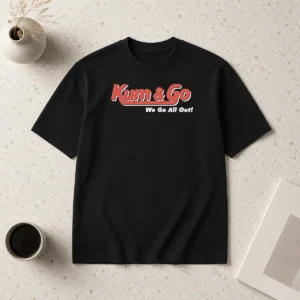 Original Johnny Knoxville Kum And Go We Go All Out t shirt in black, crew neck short sleeve cotton tee