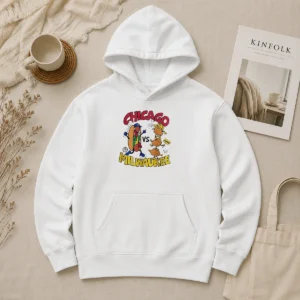 Pretty Chicago Cubs Vs Milwaukee Brewers Baseball Hot Dog Cheese Curds Hoodie in navy blue with front graphic print