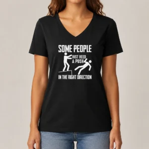 Pretty Stick Figure Dark Humor Ledge Fall Some People Just Need A Push In The Right Direction V-Neck Shirt