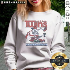 Top Minnesota Twins X Grateful Dead Skeleton Skateboard MLB Graphic Sweatshirt featuring vibrant graphics