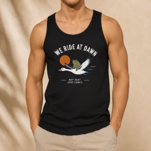 Funny We Ride At Dawn Not Fast Just Early Duck Frog Tank Top