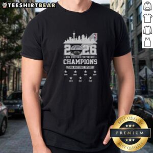 Official 2026 NBA Western Conference Champions San Antonio Spurs City Skyline Shirt featuring a vibrant city skyline design.
