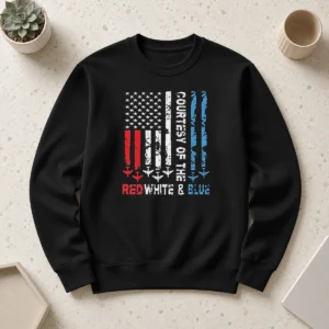 Pretty Courtesy Of The Red White And Blue America US Flag Patriotic 4th Of July Sweater