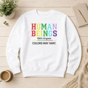 Pretty Human Beings 100 Percent Organic Colors May Vary Sweater in soft organic fabric with varied colors