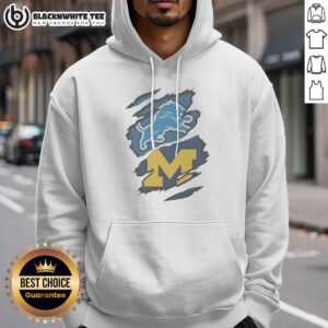 Nice Detroit Lions Michigan Wolverines Combined Logo Graphic Apparel Hoodie featuring team logos