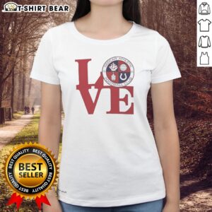 Nice Redcar Athletic Football Club Love Logo Emblem Football Sport Fan Soccer Club Ladies shirt displayed on a hanger