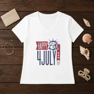 Awesome Happy 4 July Statue Of Liberty United State V-Neck Shirt