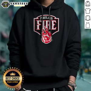 Nice Portland Fire Logo Hoodie in charcoal gray, showing front view with logo print