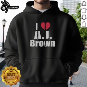 Pretty I Heart AJ Brown Philadelphia Eagles NFL Hoodie displayed in a vibrant setting