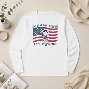 Pretty Snoopy Wearing Sunglasses 250 Years Of Freedom 1776 2026 Long Sleeve Shirt
