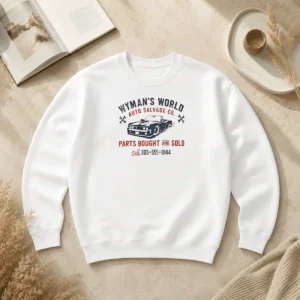 Funny Wymans World Auto Salvage Co Sweater