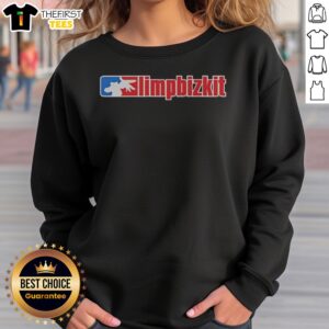 Official Limp Bizkit Logo Major League Baseball Parody Sports Band Music Fan Art Sweatshirt displayed on a hanger