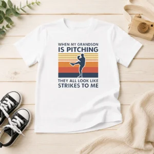 Top When My Grandson Is Pitching They All Look Like Strikes To Me Kids T-Shirt