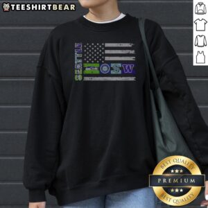 Top Seattle Sport Teams Seahawks Mariners Kraken Washington Huskies USA Independence Day Flag Sweatshirt