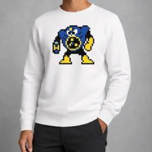 Nice Blue Robot Pixel Art Mega Man Style Sweater