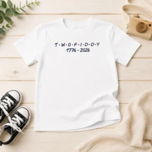 Original Two Fiddy 1776 2026 Friends Logo Kids T-Shirt