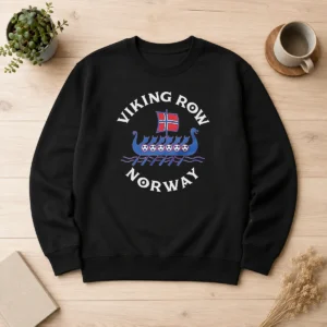 Pretty Viking Row Noway Ship With A Norwegian Flag Sail And Soccer Balls Along The Side Sweater