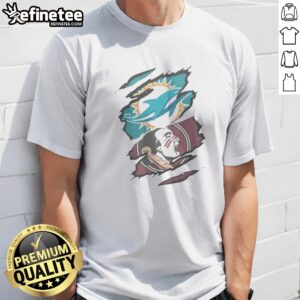 Pretty Miami Dolphins Florida State Seminoles NFL NCAA Ripped Effect t shirt showcasing a unique ripped design.