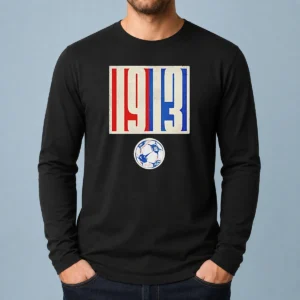 Good U.S. Soccer Retro 1913 Soccer long sleeve shirt showing front design and sleeve details