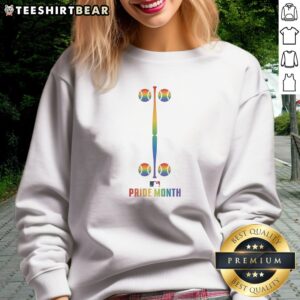 Official MLB Pride Month Baseball Rainbow Bat And Balls Logo Premium Pride Month Sweatshirt featuring vibrant colors.