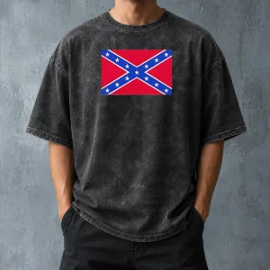 Premium Mark Lee Confederate Flag 2026 Washed T Shirt featuring a faded vintage look on soft cotton fabric