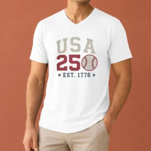 Good USA 250 EST 1776 Baseball Team Spirit V-Neck Shirt