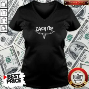 Premium Zach Top Logo V Neck Shirt v neck optimized showing soft fabric and fitted cut