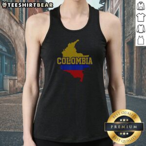Colombia Map Flag Bold Distressed Text Fan Art Tank Top