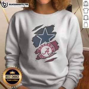 Awesome Dallas Cowboys Alabama Crimson Tide Ripped Design NFL NCAAF Sweashirt featuring a bold graphic