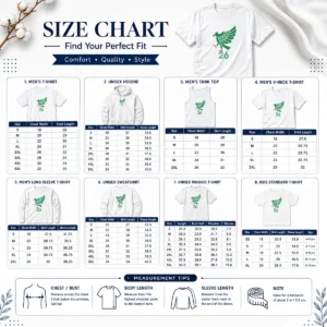 Size chart for Top Mexico Soccer Team World Cup 2026 National Football Go El Tri with measurements in inches and cm