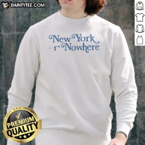 Top New York Or Nowhere New York Knicks Typography Fan Sweatshirt in navy blue with bold white and orange lettering