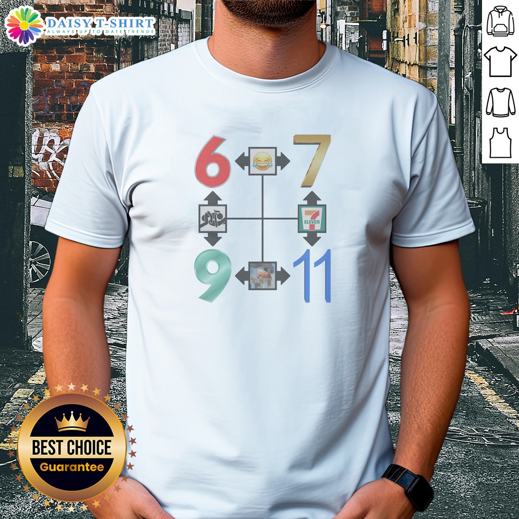 awesome-6-7-69-911-shirt Awesome 6 7 69 911 Shirt in black, front view with short sleeves and round neckline