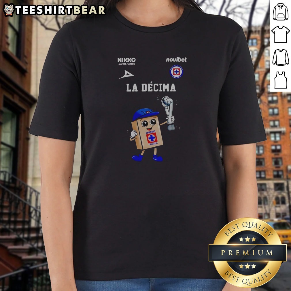 awesome-club-de-f-tbol-cruz-azul-cemento-la-d-cima-nikko-auto-parts-novibet-ladies-shirt Awesome Club De FúTbol Cruz Azul Cemento La DéCima Nikko Auto Parts Novibet Ladies Shirt displayed on a hanger
