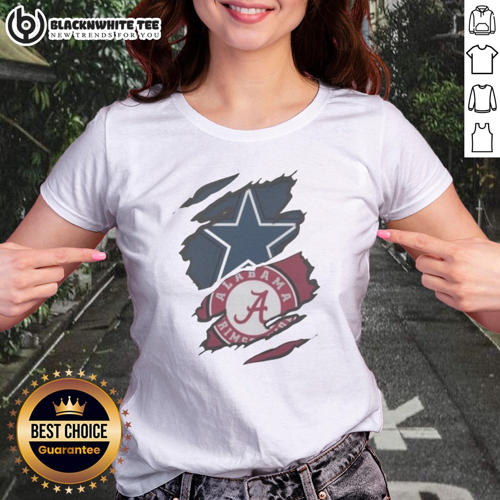Awesome Dallas Cowboys Alabama Crimson Tide Ripped Design NFL NCAAF Ladies Shirt Awesome Dallas Cowboys Alabama Crimson Tide Ripped Design NFL NCAAF Ladies Shirt featuring a stylish ripped design