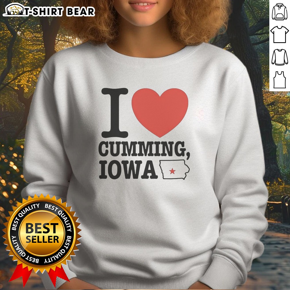 awesome-i-heart-cumming-iowa-sweatshirt Awesome I Heart Cumming Iowa Sweatshirt in cozy fabric with bold red heart graphic and text