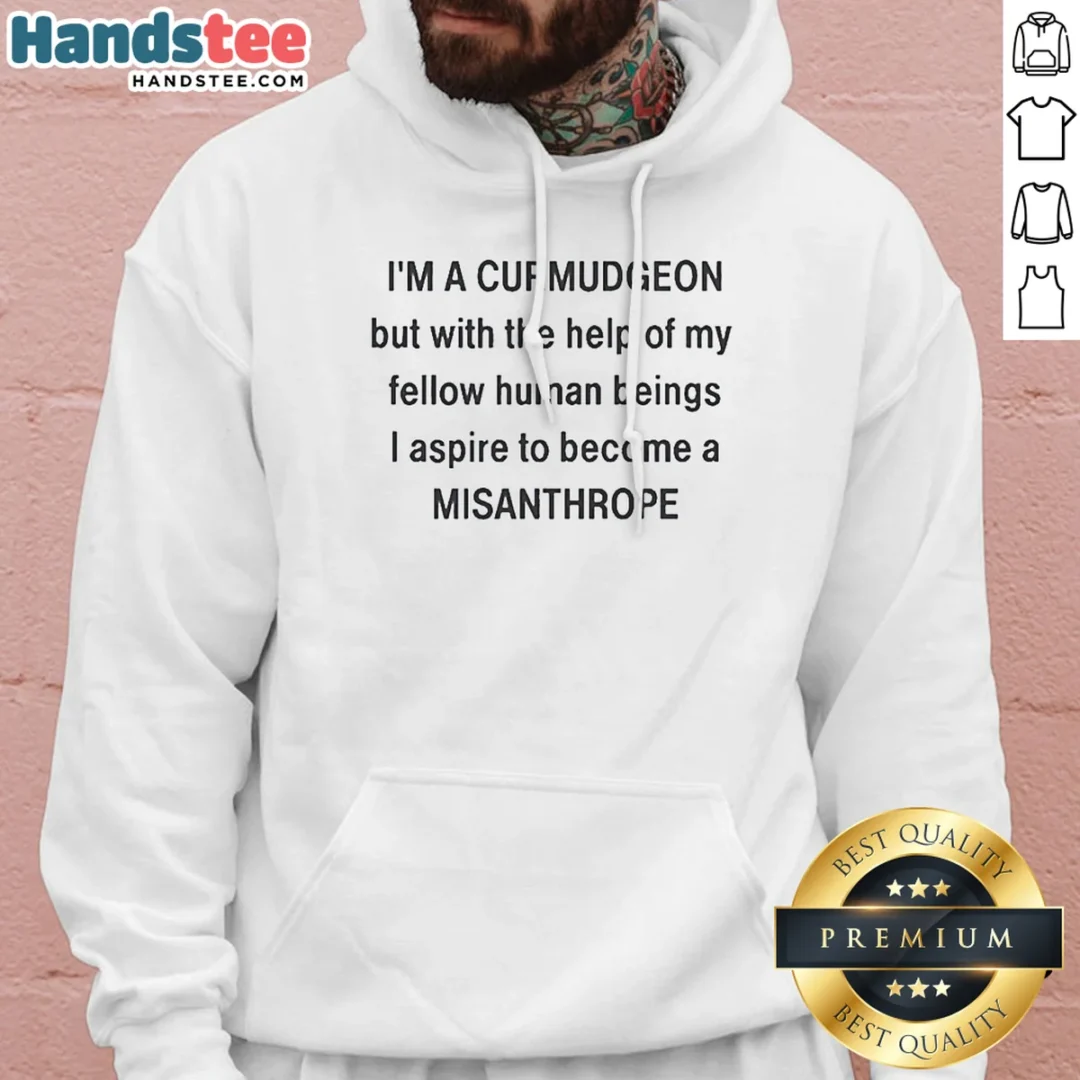 awesome-i-m-a-curmudgeon-but-with-the-help-of-my-fellow-hoodie Awesome I'M A Curmudgeon But With The Help Of My Fellow Hoodie in charcoal gray, front view with kangaroo pocket and drawstring hood