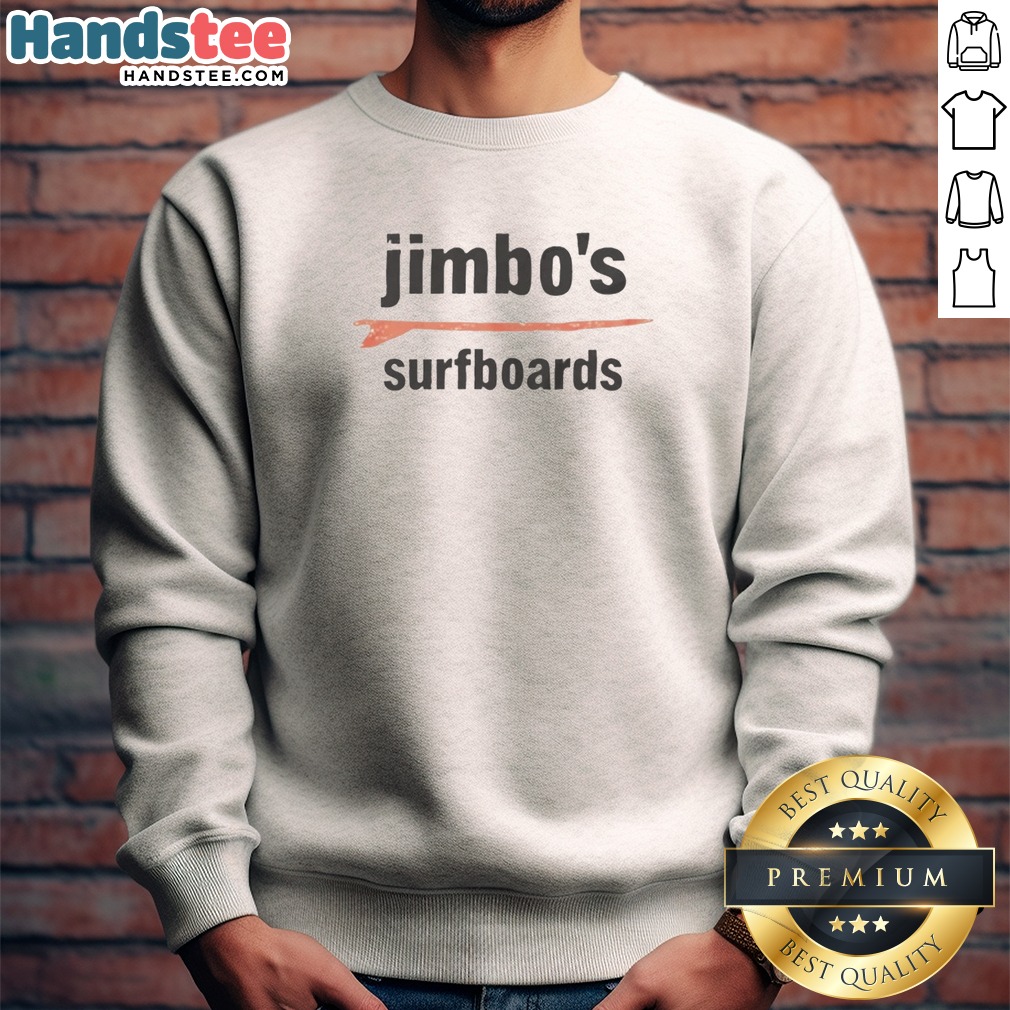 awesome-jimbo-s-surfboards-vintage-sweatshirt Awesome Jimbo'S Surfboards Vintage Sweatshirt in classic crewneck style with retro surfboard graphic