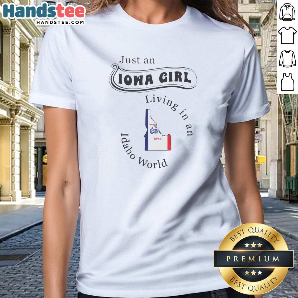 awesome-just-an-iowa-girl-living-in-an-idaho-world-iowa-idaho-map-ladies-shirt Awesome Just An Iowa Girl Living In An Idaho World Iowa Idaho Map Ladies Shirt featuring a unique design.