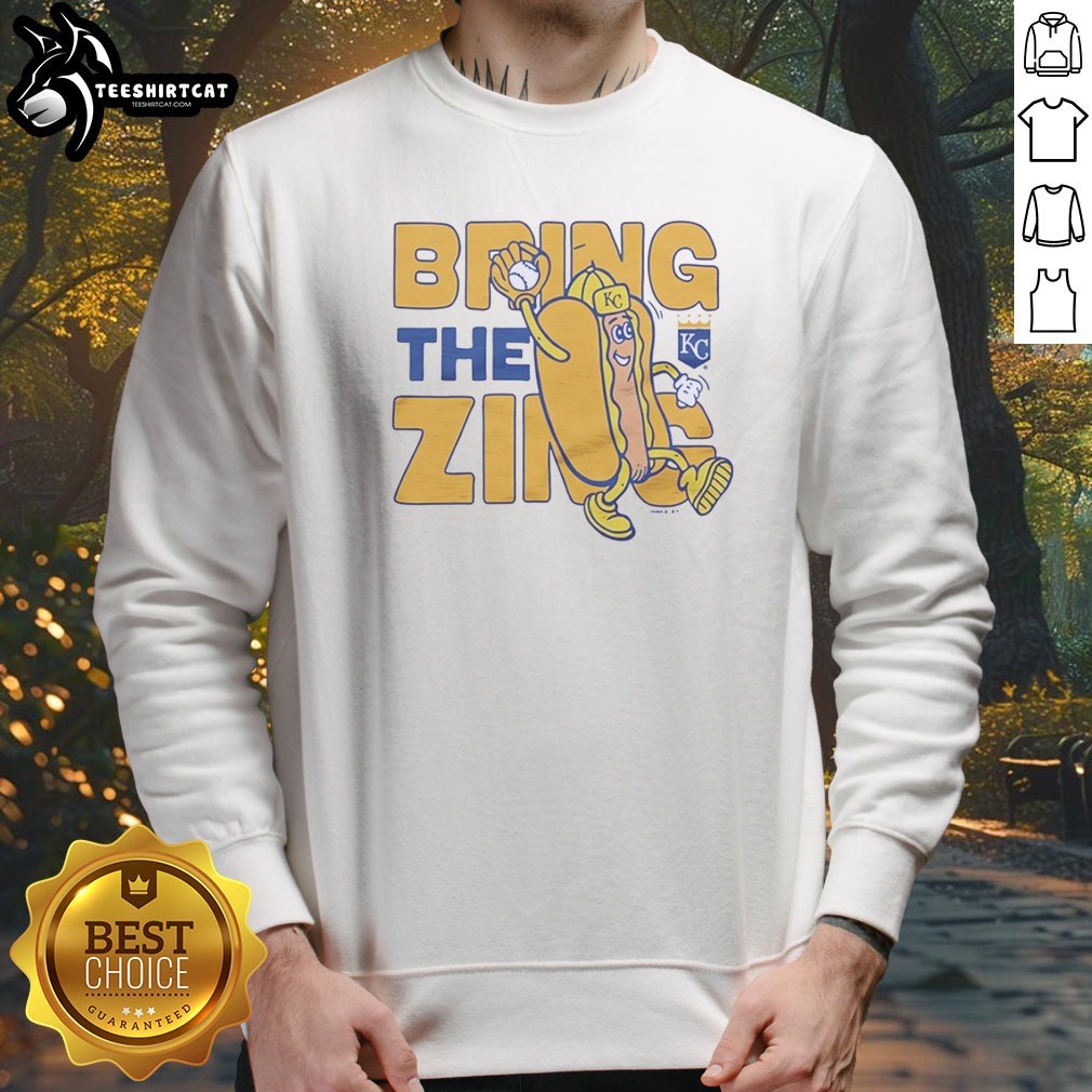 awesome-kansas-city-royals-bring-the-zing-hot-dog-kc-sweatshirt Awesome Kansas City Royals Bring The Zing Hot Dog KC Sweatshirt in navy blue, cozy crewneck fleece